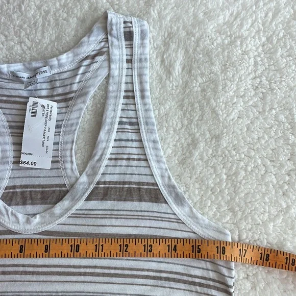 James Perse Neutral Minimalist Striped Racerback Tank Top, Size 3 / Large - Picture 5 of 8